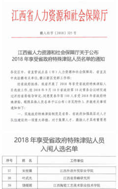 江西外語外貿(mào)職業(yè)學(xué)院宋俊驥教授入選2018年享受省政府特殊津貼專家